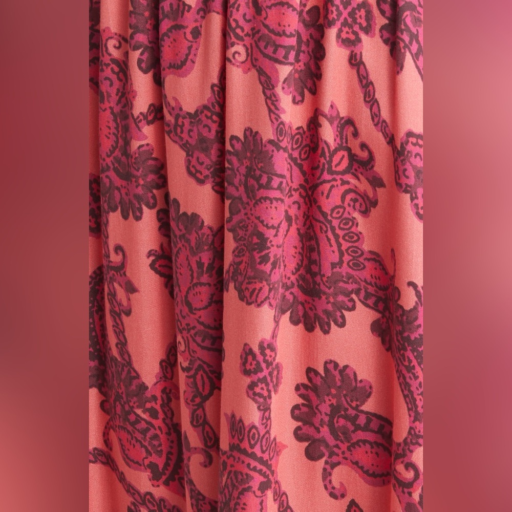 DU PARADIS Colorblock Asymmetric Hem Midi Sundress in Pink Coral - Picture 6 of 7